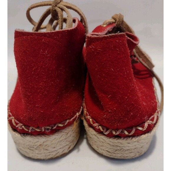 Carolina K Mila Platform Espadrilles Red Suede And Tan Sz 9 - Picture 2 of 10